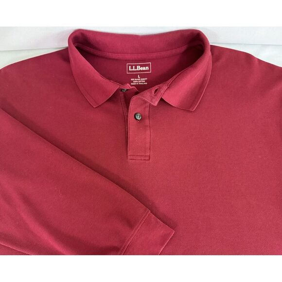 L.L. Bean Other - L.L.Bean Mens L Red‎ 1/4 Button Long Sleeve Henley Shirt